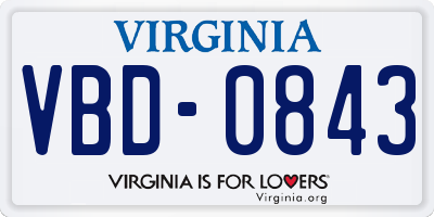 VA license plate VBD0843