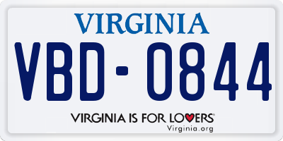 VA license plate VBD0844