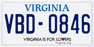 VA license plate VBD0846