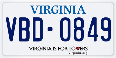 VA license plate VBD0849