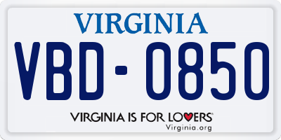 VA license plate VBD0850