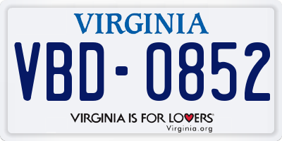 VA license plate VBD0852