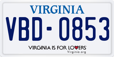 VA license plate VBD0853