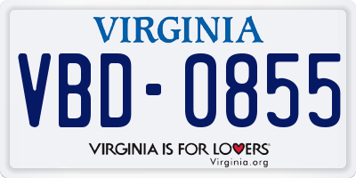 VA license plate VBD0855