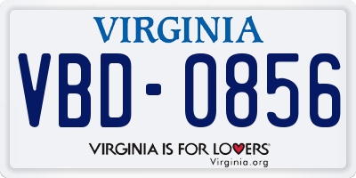 VA license plate VBD0856