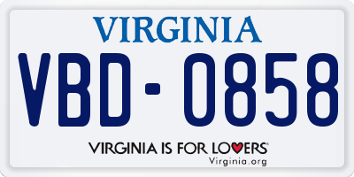 VA license plate VBD0858