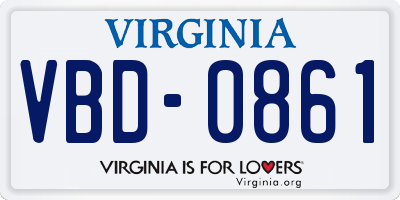 VA license plate VBD0861