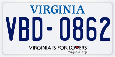 VA license plate VBD0862
