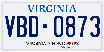 VA license plate VBD0873