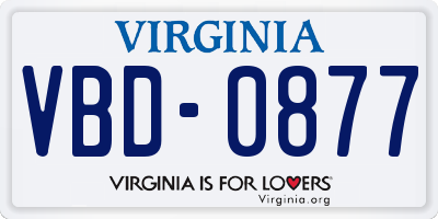 VA license plate VBD0877