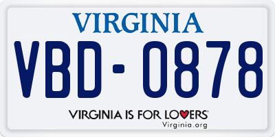 VA license plate VBD0878