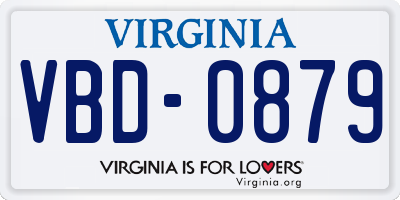 VA license plate VBD0879