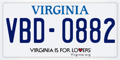 VA license plate VBD0882