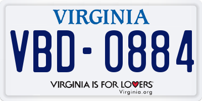 VA license plate VBD0884