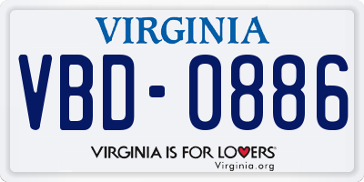 VA license plate VBD0886