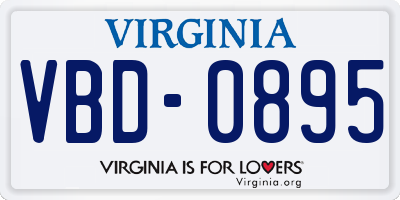 VA license plate VBD0895