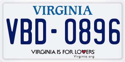 VA license plate VBD0896