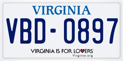 VA license plate VBD0897