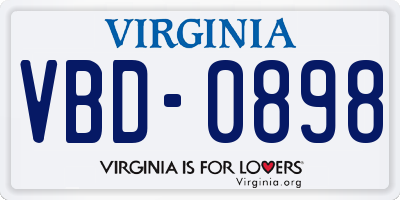 VA license plate VBD0898