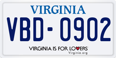 VA license plate VBD0902