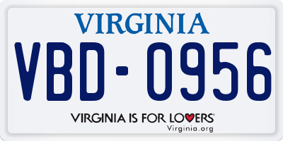 VA license plate VBD0956