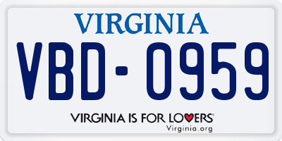 VA license plate VBD0959