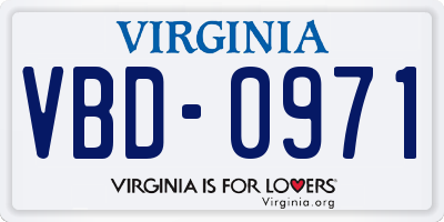 VA license plate VBD0971