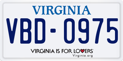 VA license plate VBD0975