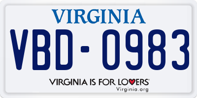 VA license plate VBD0983