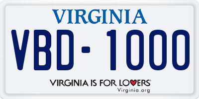 VA license plate VBD1000