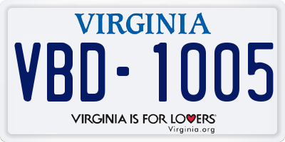 VA license plate VBD1005