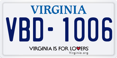 VA license plate VBD1006