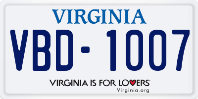 VA license plate VBD1007