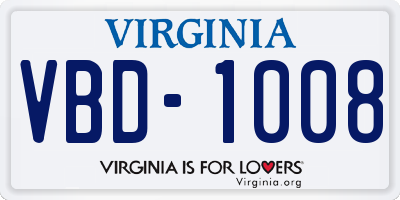 VA license plate VBD1008