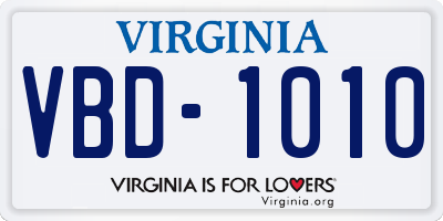 VA license plate VBD1010