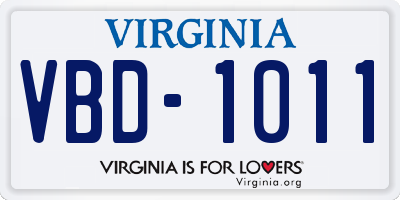VA license plate VBD1011