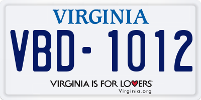 VA license plate VBD1012