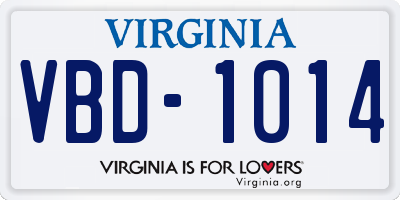 VA license plate VBD1014