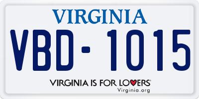 VA license plate VBD1015