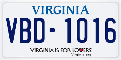 VA license plate VBD1016