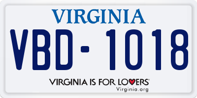 VA license plate VBD1018