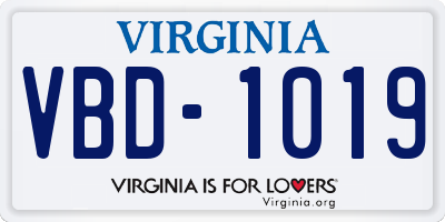 VA license plate VBD1019