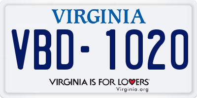 VA license plate VBD1020