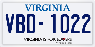 VA license plate VBD1022