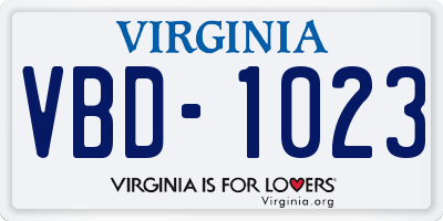VA license plate VBD1023