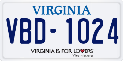 VA license plate VBD1024