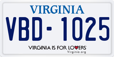 VA license plate VBD1025