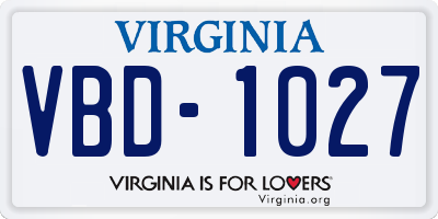 VA license plate VBD1027