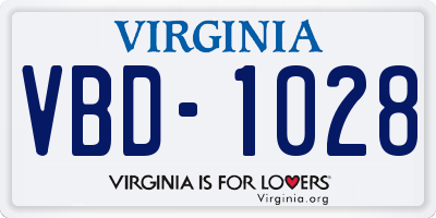 VA license plate VBD1028