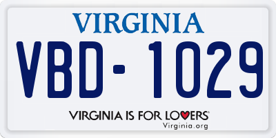 VA license plate VBD1029